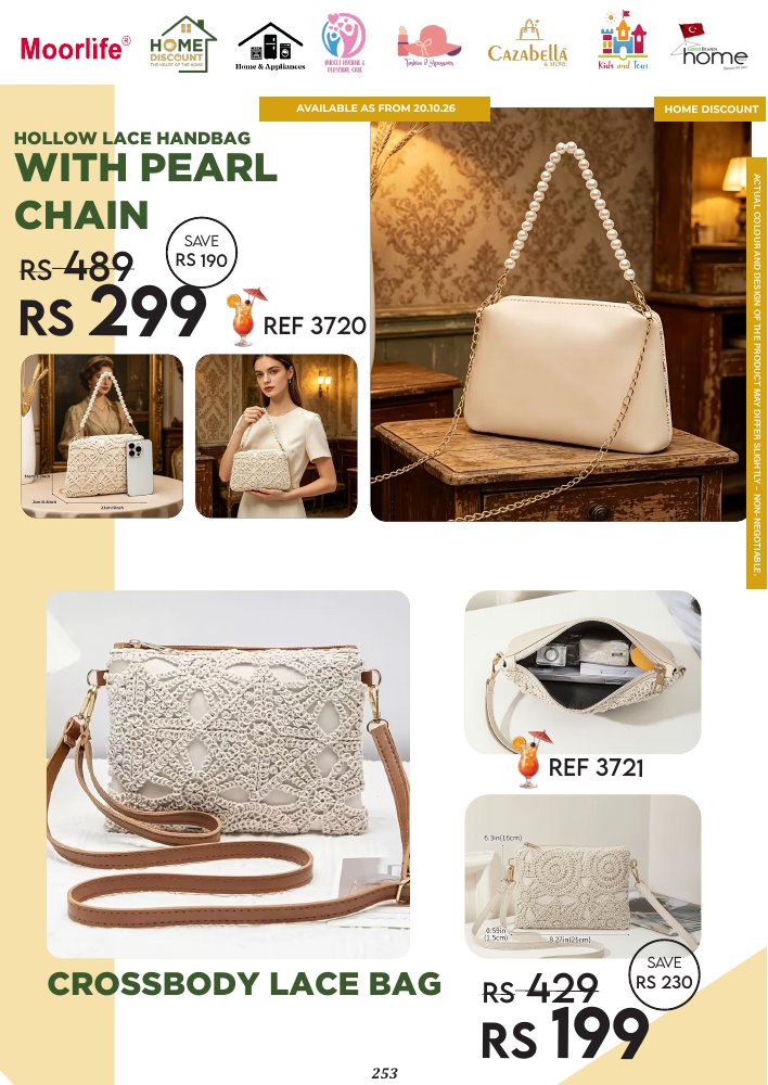 Lace handbags on October page 253; available from 20 October.